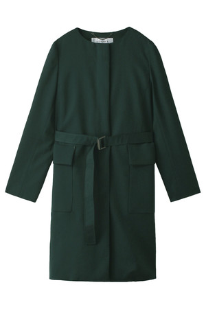  SALE 【30%OFF】 ADORE アドーア ノーカラーロングジャケット グリーン 
