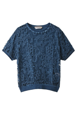  ADORE アドーア ショートスリーブレースニットトップス ブルー 
