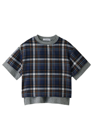  ADORE アドーア チェック切替シャツ ネイビー 