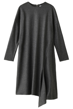  ADORE アドーア フラノアシンメトリーワンピース グレー 