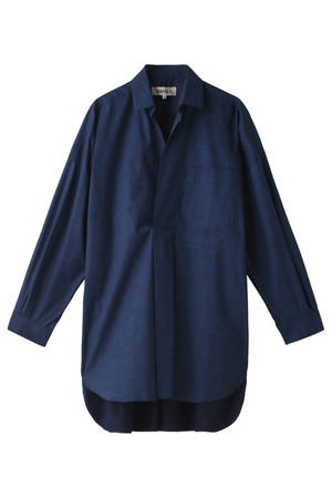  ENFOLD エンフォルド インディゴブロード2ロングシャツ ダークブルー 