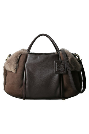  PotioR ポティオール CREMA CITY ムートンコンビミニボストンバッグ ブラウン 