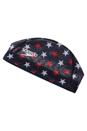  Speedo スピード メッシュキャップ ネイビーXブルーXレッド 