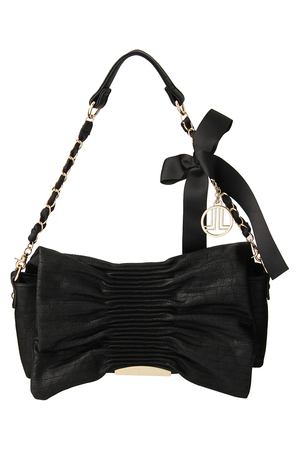  SALE 【50%OFF】 LANVIN en Bleu ランバン オン ブルー リボンクラッチバッグ大 ブラック 