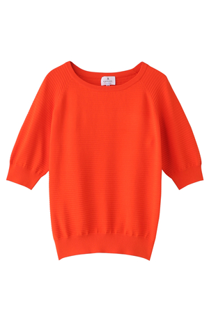  SALE 【50%OFF】 [LANVIN en Bleu ランバン オン ブルー] ガーター編ニットプルオーバー オレンジ 