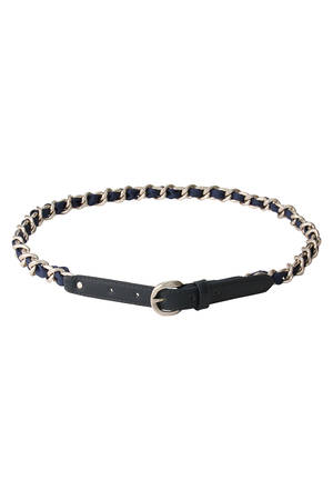  LANVIN en Bleu ランバン オン ブルー チェーン*グログランベルト ネイビー 