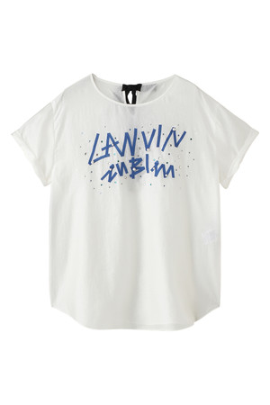  SALE 【30%OFF】 [LANVIN en Bleu ランバン オン ブルー] エアリーローン ロゴブラウス ホワイト 