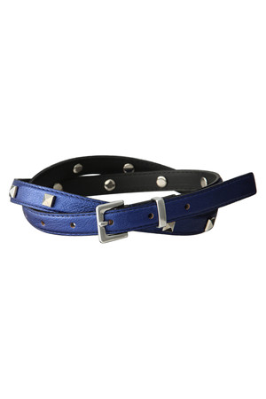  SALE 【51%OFF】 [LANVIN en Bleu ランバン オン ブルー] 箔細ベルト ブルー 
