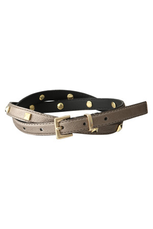  SALE 【51%OFF】 [LANVIN en Bleu ランバン オン ブルー] 箔細ベルト グレー 