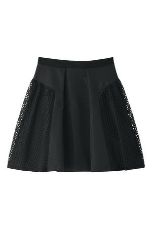  [LANVIN en Bleu ランバン オン ブルー] タフタ×メッシュスカート ブラック 