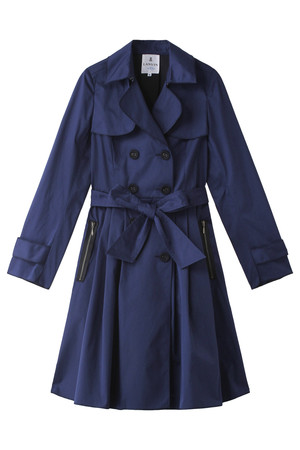  [LANVIN en Bleu ランバン オン ブルー] 配色タフタトレンチコート ネイビー 
