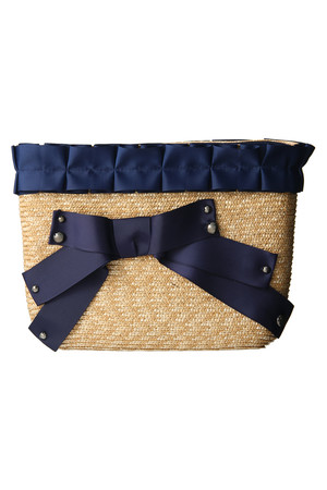  SALE 【51%OFF】 LANVIN en Bleu ランバン オン ブルー ビッグリボンかごクラッチ ブルー 