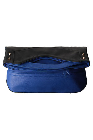  SALE 【50%OFF】 LANVIN en Bleu ランバン オン ブルー 配色クラッチバッグ大 ブルーxブラック 