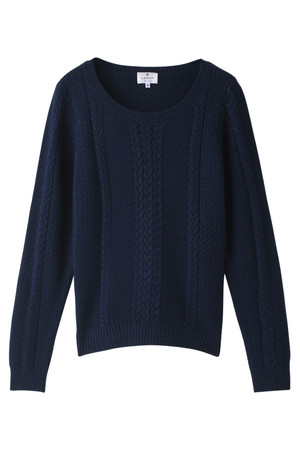  SALE 【50%OFF】 LANVIN en Bleu ランバン オン ブルー ケーブルニットプルオーバー ネイビー 