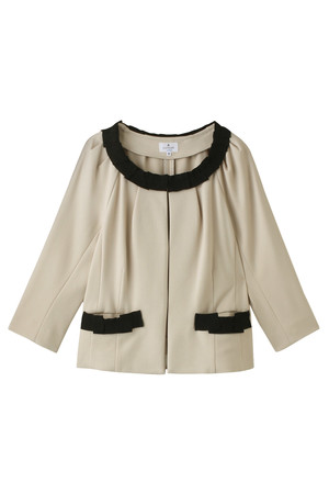  LANVIN en Bleu ランバン オン ブルー ストレッチポンチノーカラージャケット ベージュ 