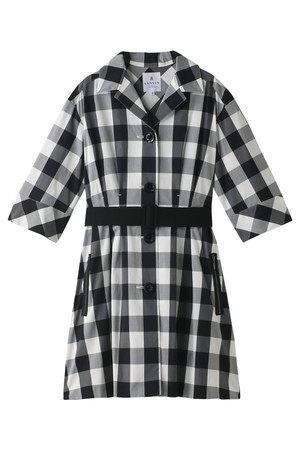  SALE 【50%OFF】 LANVIN en Bleu ランバン オン ブルー ビッグギンガムレイン風コート ブラックxホワイト 