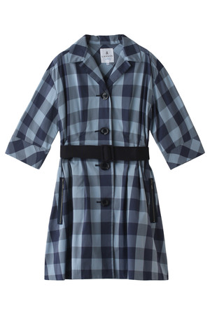  SALE 【50%OFF】 LANVIN en Bleu ランバン オン ブルー ビッグギンガムレイン風コート ブルー 