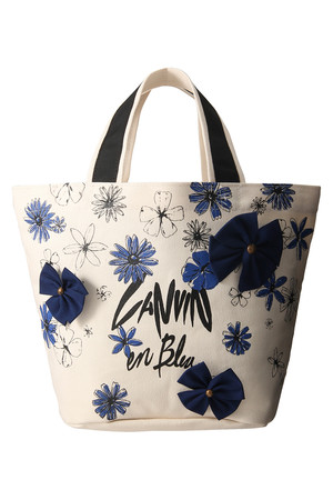  LANVIN en Bleu ランバン オン ブルー フラワーキャンバスバッグ ブルー 