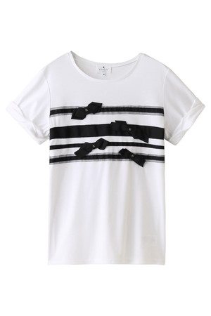  SALE 【30%OFF】 LANVIN en Bleu ランバン オン ブルー プライマリーボーダーリボンT ブラック 