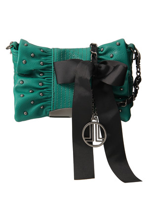  LANVIN en Bleu ランバン オン ブルー スタッズリボンクラッチS グリーン 