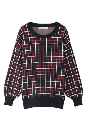  SALE 【70%OFF】 [UNDER BAR RAW. アンダーバーロウ] Plaid Knit プルオーバー ネイビー 