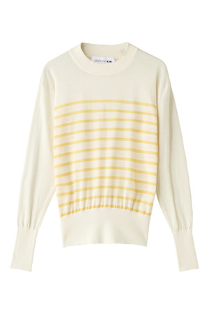  SALE 【70%OFF】 [UNDER BAR RAW. アンダーバーロウ] Cotton Border Knit ホワイト 