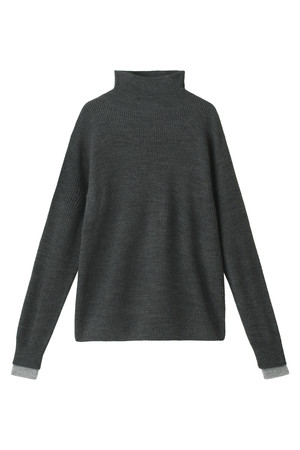  SALE 【50%OFF】 [UNDER BAR RAW. アンダーバーロウ] Rib Turtle Knit チャコールグレー 