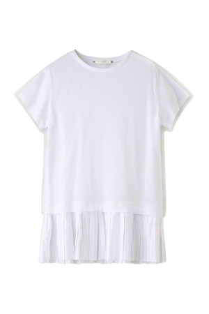  SALE 【40%OFF】 REKISAMI レキサミ 裾ギャザー チュールコンビTシャツ ホワイト 