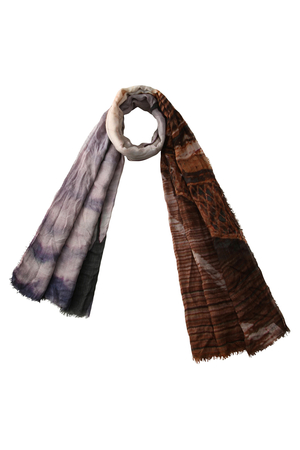  SALE 【50%OFF】 PLAIN PEOPLE プレインピープル 【Faliero Sarti】ストール ブラウンxパープル 