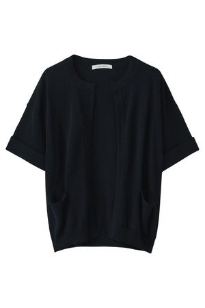  SALE 【30%OFF】 PLAIN PEOPLE プレインピープル コットン半袖ニットカーディガン ネイビー 