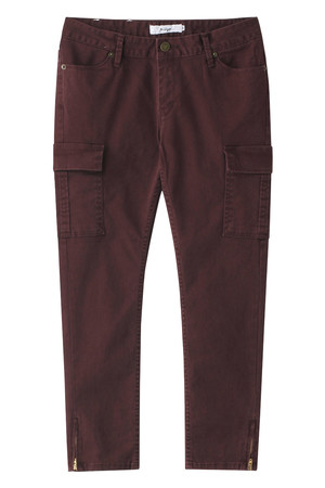  SALE 【50%OFF】 [The Virgnia ザ ヴァージニア] ストレッチツイルスキニーカーゴパンツ ボルドー 