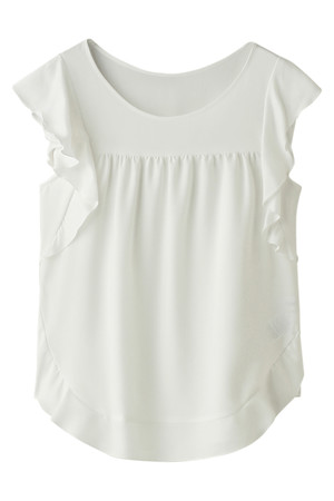  The Virgnia ザ ヴァージニア 袖フリルノースリーブブラウス オフホワイト 