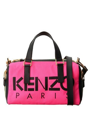  KENZO ケンゾー キャンバスxレザー2Wayスクエアバッグ ローズ 