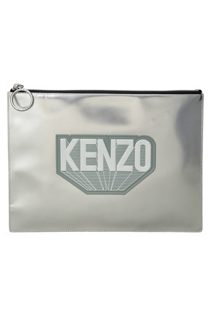  SALE 【40%OFF】 KENZO ケンゾー ロゴメタリッククラッチバッグ シルバー 