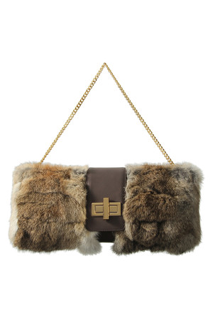  SALE 【70%OFF】 VIOLAd'ORO ヴィオラドーロ チェーンショルダー付き ファークラッチバッグ ナチュラル 
