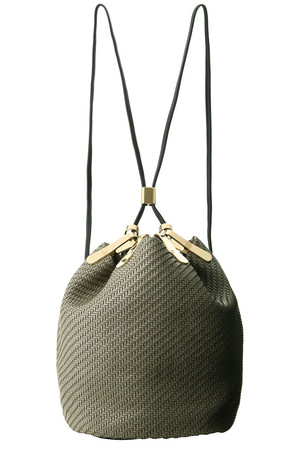  Hashibami ハシバミ 【Hashibami muse】PUメッシュ巾着型リュック グレー 