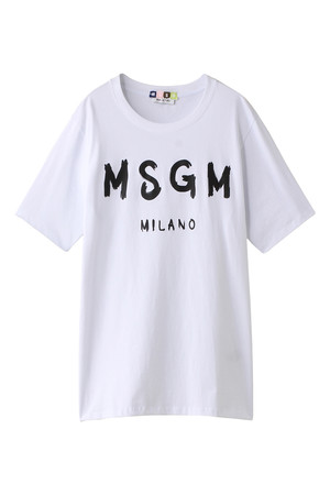  MSGM エムエスジーエム メンズ（MENS）手書きロゴTシャツ ホワイトxブラック 