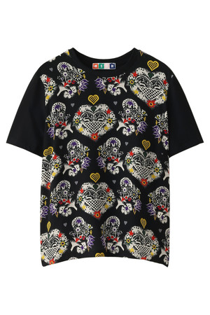  MSGM エムエスジーエム フラワー&ハートプリントTシャツ ブラック 