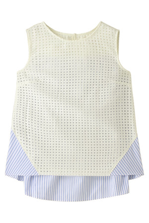 31 Sons de mode トランテアン ソン ドゥ モード ブロックレース切替プルオーバー オフホワイト