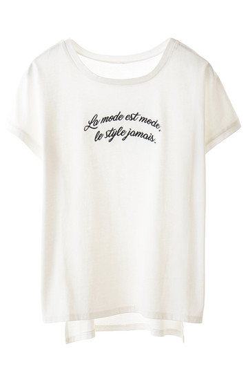 31 Sons de mode トランテアン ソン ドゥ モード メッセージ刺繍入りTシャツ オフホワイト