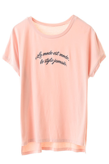 31 Sons de mode トランテアン ソン ドゥ モード メッセージ刺繍入りTシャツ ピンク