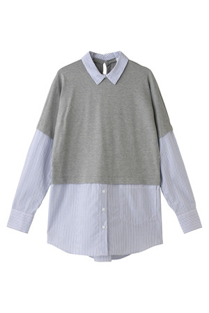  SALE 【30%OFF】 [HARRISS ハリス] 【HARRISS GRACE】切替シャツ ブルーストライプ 