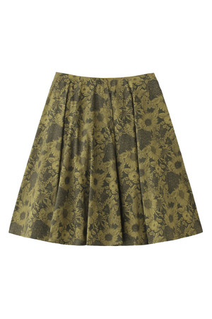  SALE 【30%OFF】 [HARRISS ハリス] フラワープリントスカート カーキ 