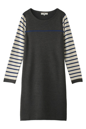  SALE 【30%OFF】 [HARRISS ハリス] 切替ニットワンピース グレー 