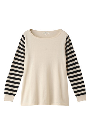  SALE 【30%OFF】 HARRISS ハリス ボーダースリーブプルオーバー オートミール 