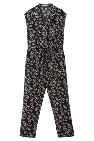  SALE 【40%OFF】 [GINGER ALE ジンジャーエール] PAJAMA JUMPSUITS ブラックプリント 