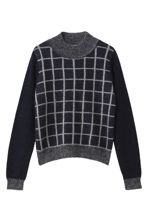  SALE 【40%OFF】 [GINGER ALE ジンジャーエール] MOHAIR CHECK KNIT ホワイト*ネイビー 