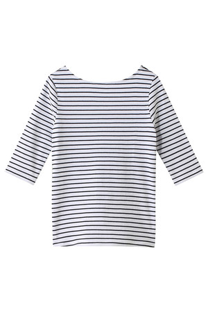  SALE 【30%OFF】 ELFORBR エルフォーブル リブボートネックPO ホワイトxブラック 