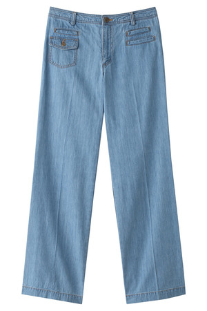  SALE 【30%OFF】 ELFORBR エルフォーブル デニムワイドパンツ ブルー 