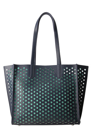  ELLE エル アパレル パンチングトートバッグ ネイビー 